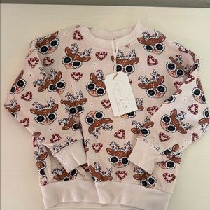 Disney Pink Reindeer Candy Heart Matching Kids Sweatshirts
